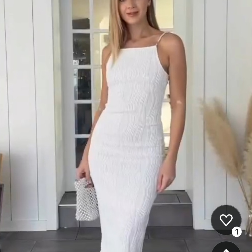 White Spaghetti-Strap Knit Midi Dress
